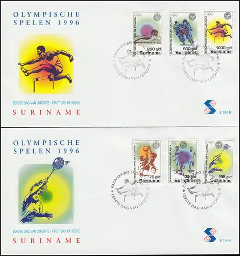 Surinam Jeux olympiques Atlanta 1996 - ensemble sur 2 bijoux FDC