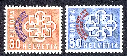 1959 Suisse 681/82, IMPRIMÉ RÉUNION, **