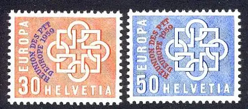 1959 Suisse 681/82, IMPRIMÉ RÉUNION, **