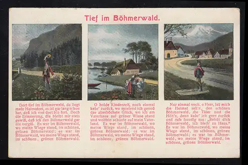 Lyrique-AK Bas dans la forêt de Bohmer - 3 images avec poème approprié, inutilisé