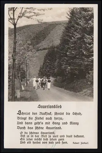Lyrique AK Le chant Sauerland de Robert Züntorf, Bahnpost Soest-Brilon 2.1.1945