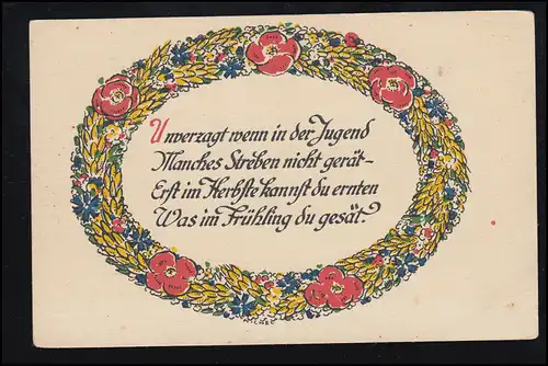 Carte de Spuc de poésie AK: Ce n'est qu'à l'automne que vous pouvez récolter ce que l 'on semé au printemps.