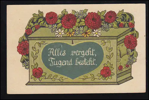 Boîte aux lettres AK poétique avec proverbe: Tout passe, la jeunesse existe, inutile