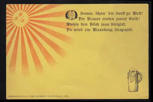 Lyrik-AK Sonnenschein-Karte: Sonne, schone die durstige Welt!, ungebraucht bügig