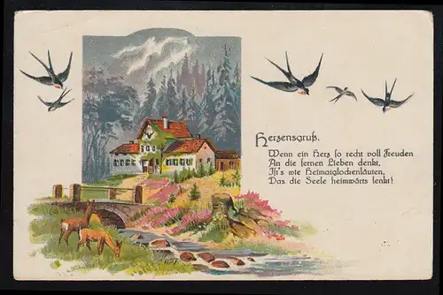 Lyrik-AK Herzensgruß - Wenn Ein Herz so recht voll Freden, ... VÖRDEN 3.5.1926