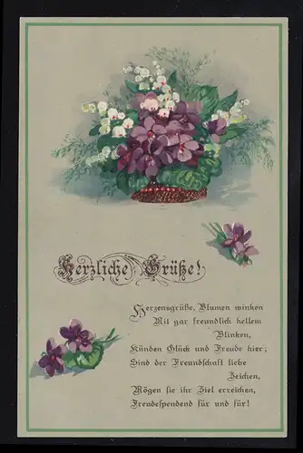 Lyrik-AK Glückwünsche: Herzensgrüße, Blumen winken, ... BERSENBRÜCK 25.6.1917