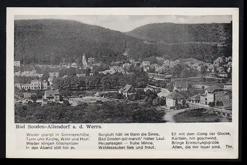 Lyrique-AK Bad Sooden-Allendorf: Panorama, avec un poème correspondant, 26.2.1951