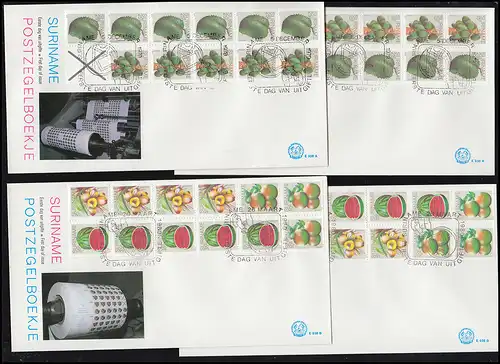 Suriname Bulletins de cahiers des marques de 1978-1980 sur 8 bijoux FDC