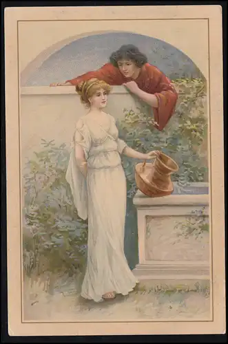 Amour-AK Amateur Ancien - La rencontre à la fontaine, inutile