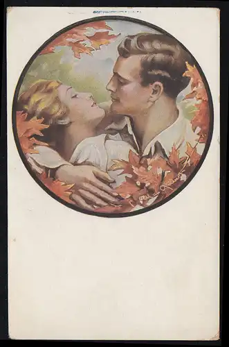 Liebes-AK Gilbert: Im Paradiese - Mann hält Frau in den Armen, ungebraucht