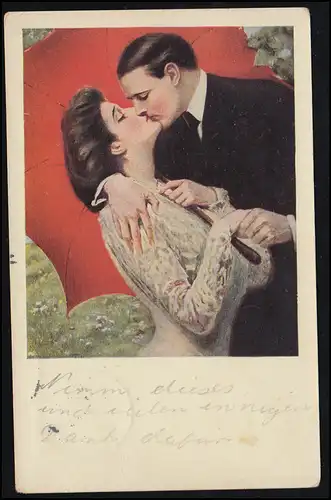 AK de l'amour: Embrasse le couple d'Amour, M. Munk Wien 783, BREMEN 1.12.1908