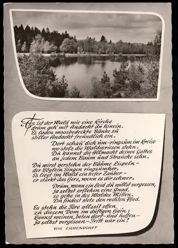 Argenthal / Hunsrück: Haus am Waldsee, Gedicht von Eichendorf, SSt ST. GOAR 1962