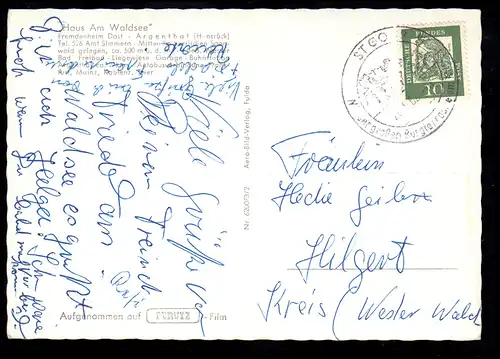 Argenthal / Hunsrück: Haus am Waldsee, Gedicht von Eichendorf, SSt ST. GOAR 1962