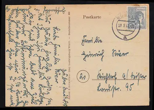 Lyrique AK Ludwig Uhland: Le Garçon Bämmung / Schäfer Flûte moutons chien, 1947