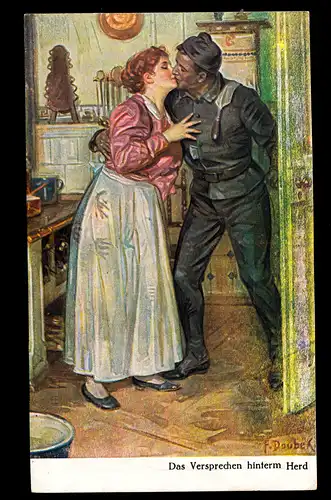 AK de l'amour: Professeur Doubek: La promesse derrière le foyer, VIENNE 29.7.1919