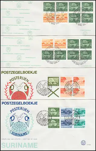 Surinam Heftchenblätter aus Markenheftchen aus 1976-1985 auf 11 Schmuck-FDC's