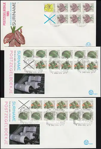 Suriname Brochures de cahiers des marques de 1976-1985 sur 11 bijoux FDC