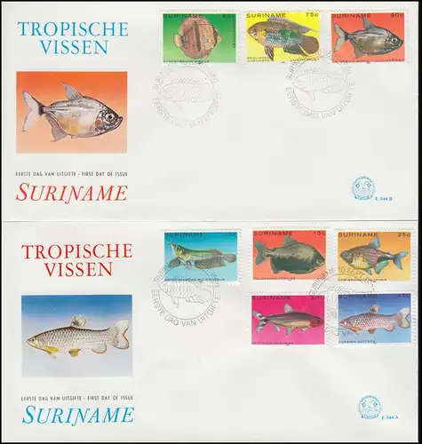 Surinam Tropische Fische 1980 - Satz auf 2 Schmuck-FDC's