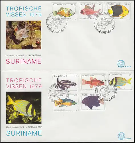 Surinam Tropische Fische 1979 - Satz auf 2 Schmuck-FDC's