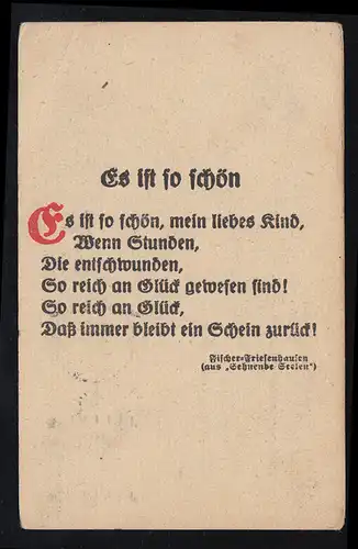 Lyrik-AK Friedrich Fischer-Friesenhausen: Es ist so schön, HANNOVER 6.11.1925