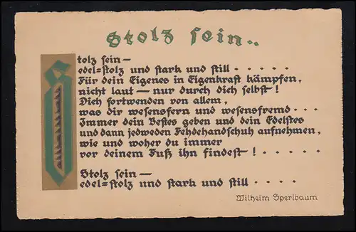 Lyrique AK Wilhelm Sperlbaum: être fier ..., inutilisé