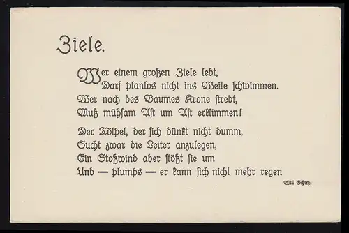 Lyrik-AK Schriftsteller Will Schirp / Köln: Ziele, ungebraucht