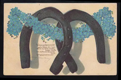 Poème de poésie AK de l'oubli, avec fer à cheval, BERLIN SO 16 o 12.8.1911