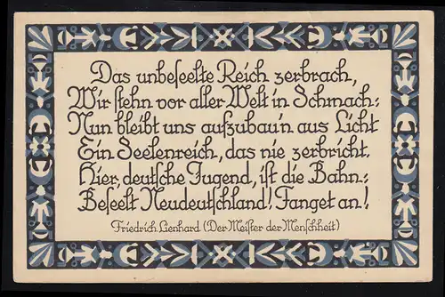 Lyrik-AK Spruchkarte Friedrich Lienhard: Das unbeseelte Reich zerbrach,  ...