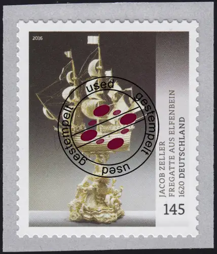 3250 Trésors du musée Jacob Zeller: Frégate d'ivoire autocollant, O