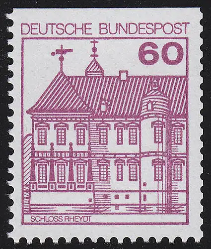 1028C Burgen und Schlösser 60 Pf Rheydt, alte Fluoreszenz **