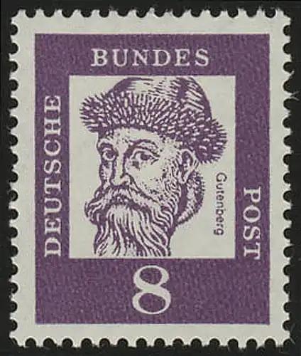 349x (sans Fluo) Allemands importants 8 Pf Johannes Gutenberg **