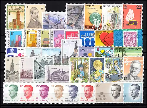 2164-2207 Belgique-Niveau 1984 complet, frais de port