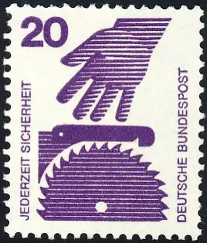 696A Unfallverhütung Arbeitsschutz Kreissäge 20 Pf ** postfrisch