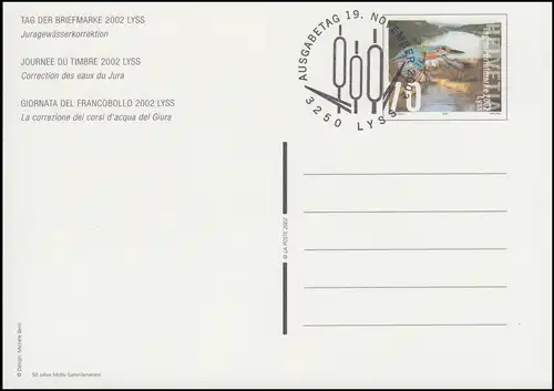 Schweiz Postkarte P 293 Tag der Briefmarke 2002 Lyss, ESSt LYSS 19.11.2002