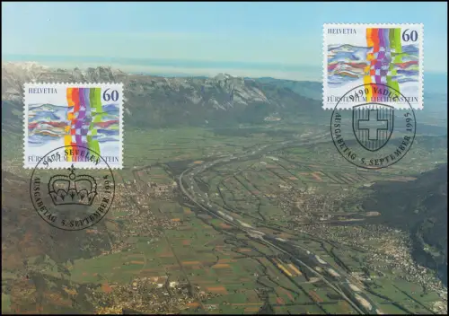 1558 Schweiz.-Liechtenstein. Nachbarschaft 1995 mit Liechtenstein 1115 auf MK 12