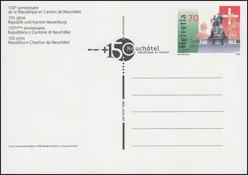 Schweiz Postkarte P 260 Republik und Kanton Neuenburg 1996, ** postfrisch