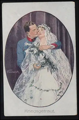 AK amoureux de la guerre - Soldat embrasse sa mariée, inutile
