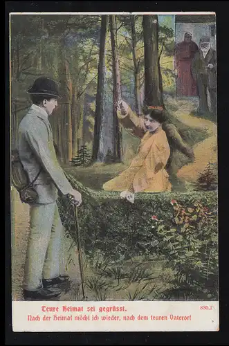 Liebes-AK Wiedersehensszene im Wald - Treue Heimat sei gegrüsst, HAVIXBECK 1907