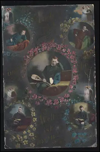 Liebes-AK Lieb mich und die Welt ist mein! Nachdenkliche Szenen eines Liebenden