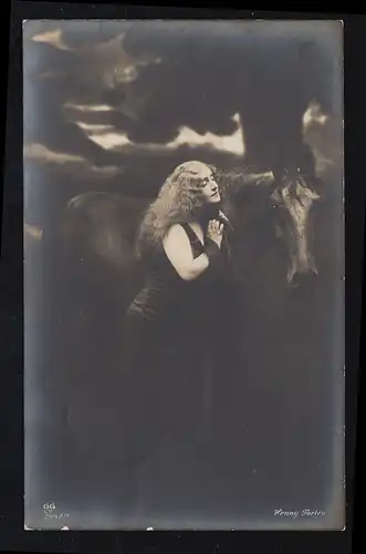 AK actrice d'artiste Henny Porten - photo à cheval, DRANSFELD 14.10.1914