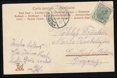 AK Amour paire de tartes Brayerische - Poème: Baiser, HÖRBRANZ 17.5.1907