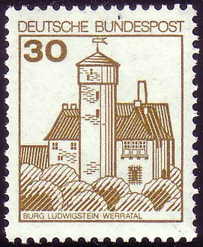 914AI Burgen und Schlösser 30 Pf Ludwigstein, NEUE Fluoreszenz, postfrisch **