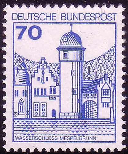 918 Burgen und Schlösser 70 Pf Mespelbrunn, NEUE Fluoreszenz, postfrisch **
