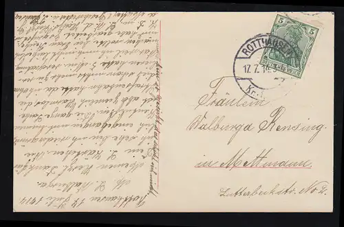 AK Femme avec sons - Carte de chanson: A la Weser, ROTTHAUSEN 17.7.1914