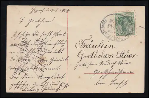 Chère AK Lappy, poste ferroviaire FRANKFURT - KARLSRUHE - BASEL 5.12.1908