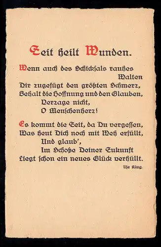 Lyrique AK Ilse Klug: Le temps guérit les blessures, l'édition d'art Leipzig, inutilisé