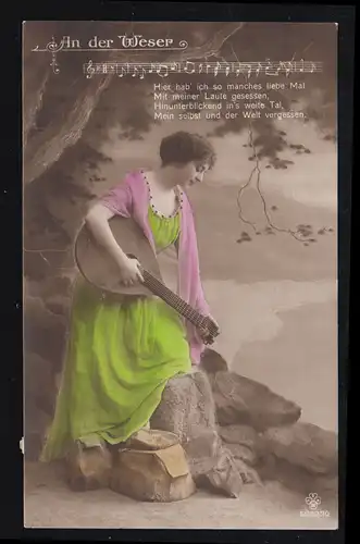 AK Femme avec sons - Carte de chanson: A la Weser, ROTTHAUSEN / ESSEN 14.7.14