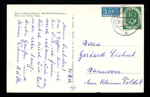 Wildemann / Haute résine: Panorama avec poème: Un salut encore vite ... 30.3.1954