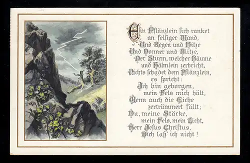 Lyrik-AK Landschaft mit Gedicht Der Blitzeinschlag in die Eiche, TEUFEN 7.3.1925