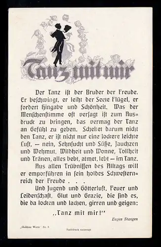 Lyrik-AK Goldene Worte: Eugen Stangen - Tanz mit mir, ungebraucht